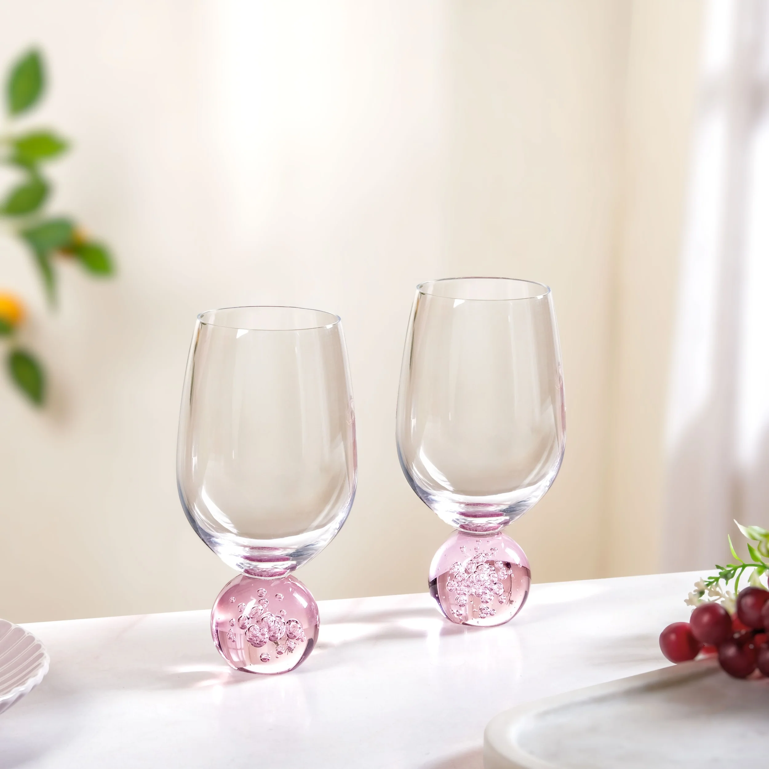 Sphere Wine Glass Set Of 2 400ml Pink - Image 9