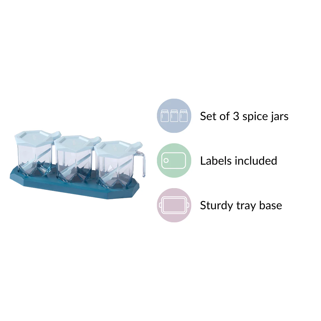 Spice Containers With Spoons Set Of 3 Blue - Image 11