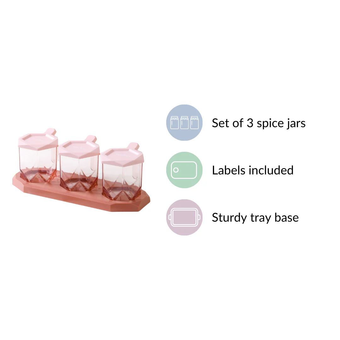 Spice Containers With Spoons Set Of 3 Pink - Image 11