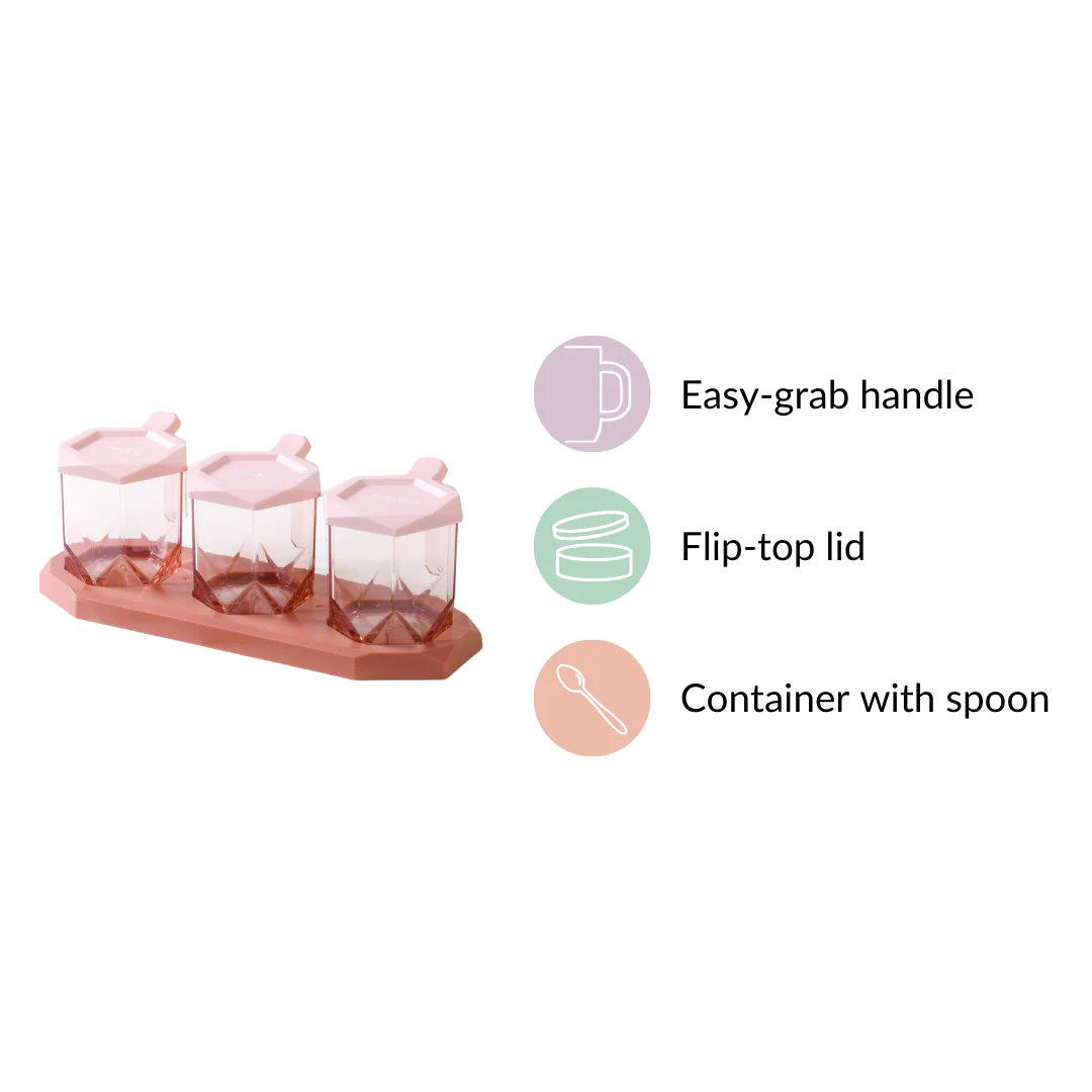 Spice Containers With Spoons Set Of 3 Pink - Image 12