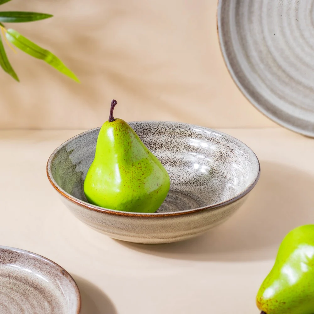 Spiral Handcrafted Serving Bowl Grey 500 ml - Image 4