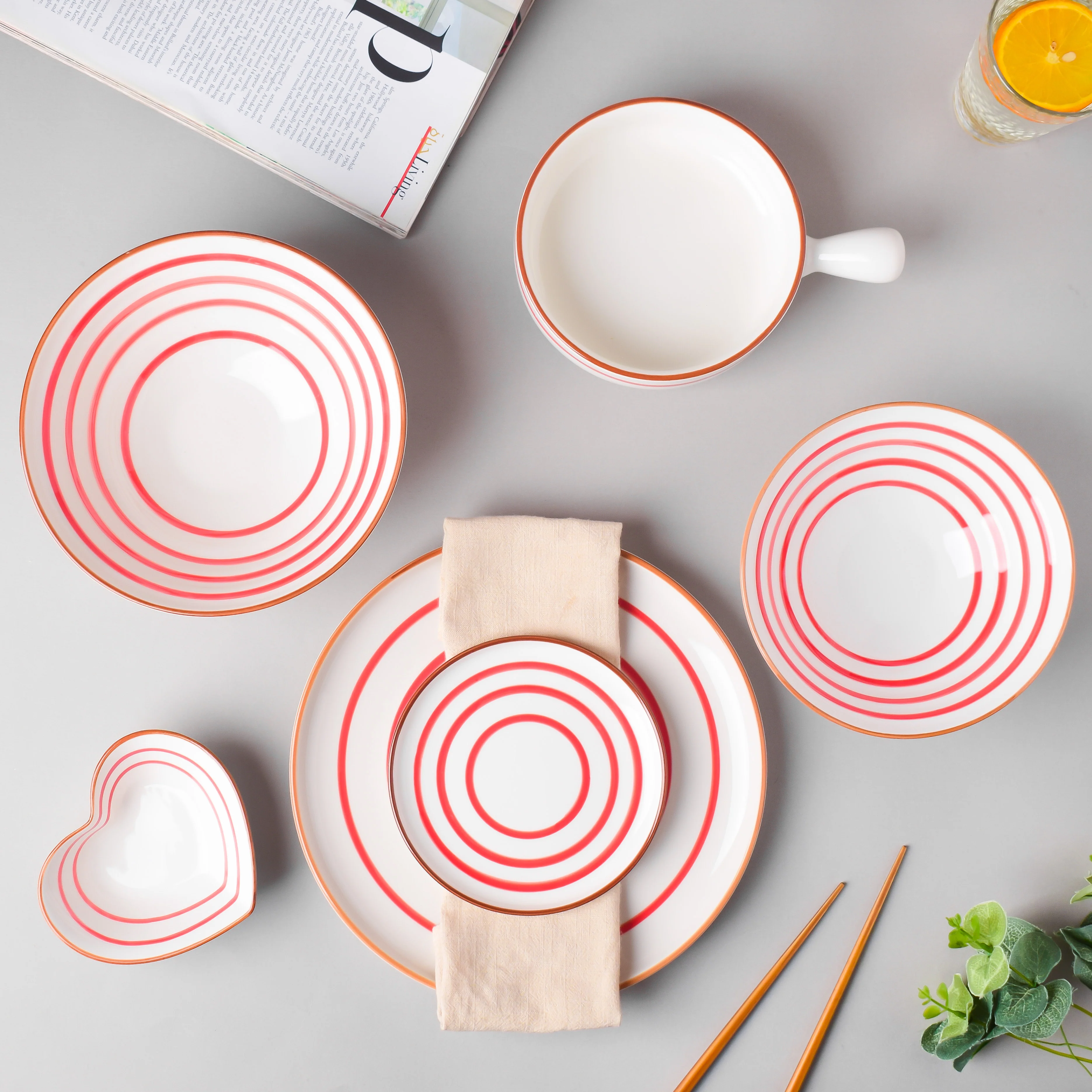 Spiral Red 22 Piece Dinner Set For 6 - Image 2