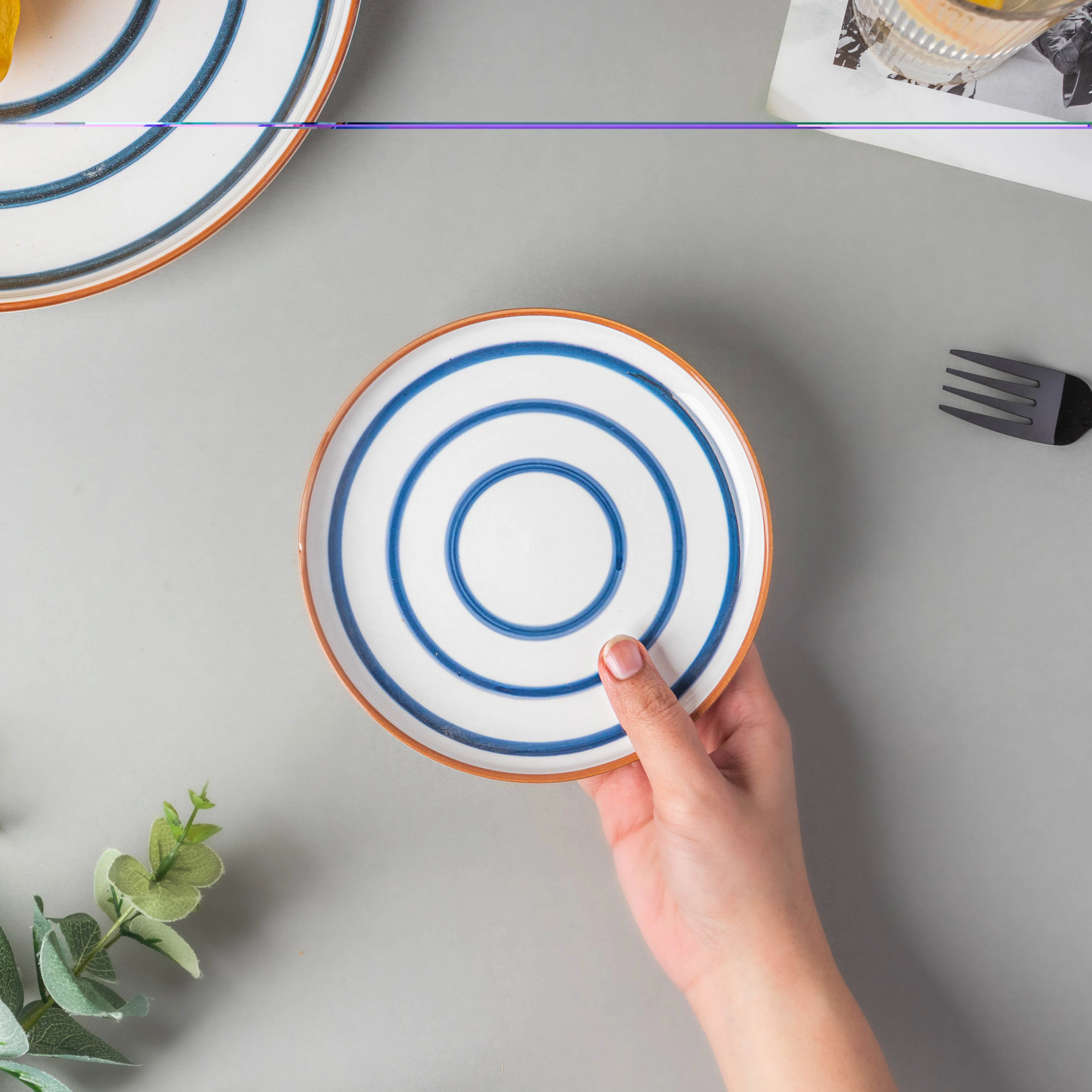 Spiral Snack Plate Blue 6 Inch - Image 2