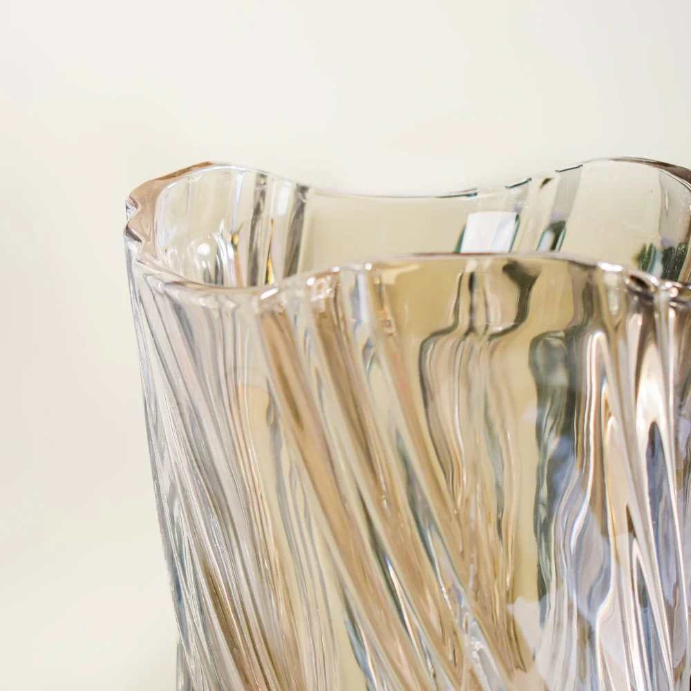 Spiral Winds Glass Flower Vase Amber Large 11 Inch - Image 4