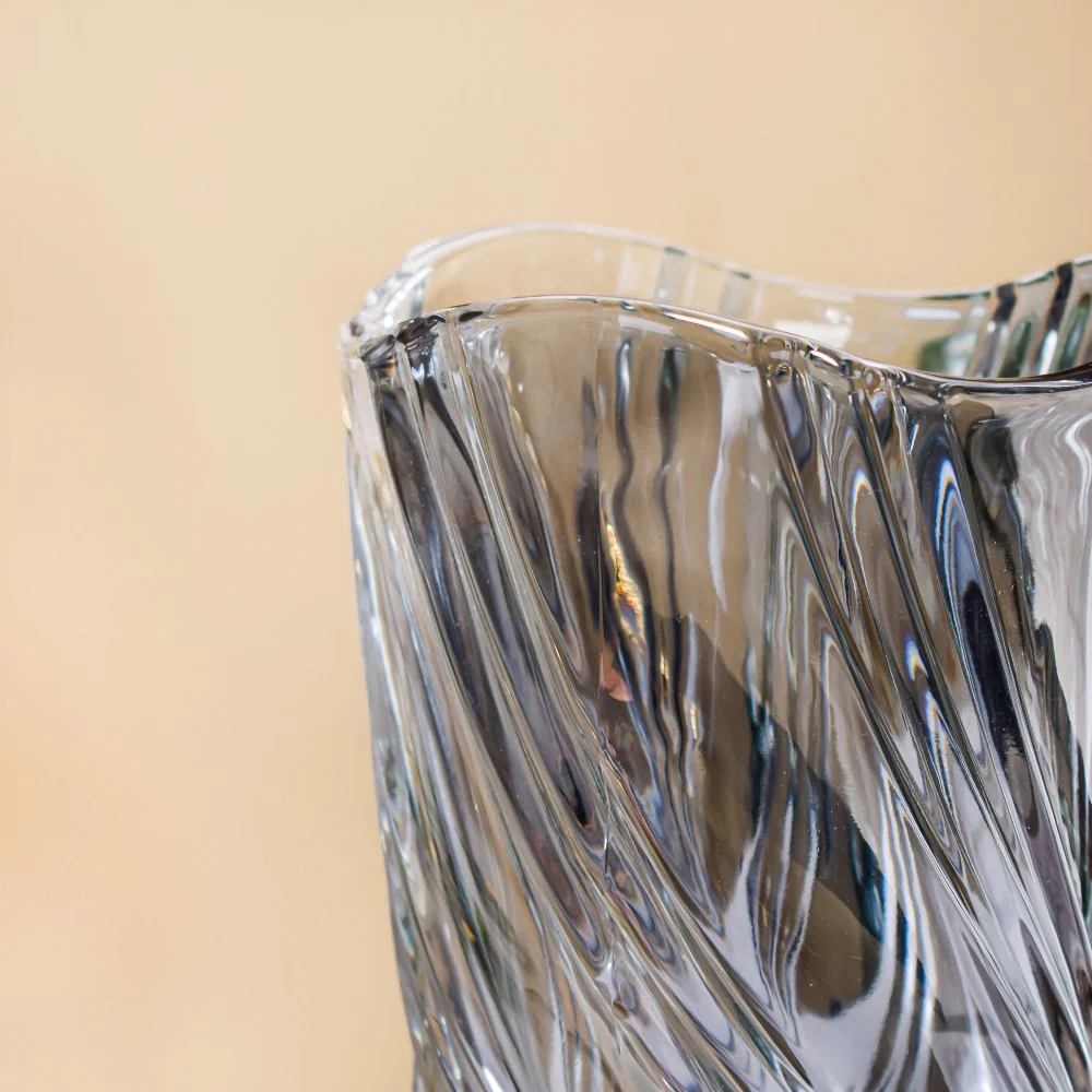 Spiral Winds Glass Flower Vase Grey Small 9 Inch - Image 4