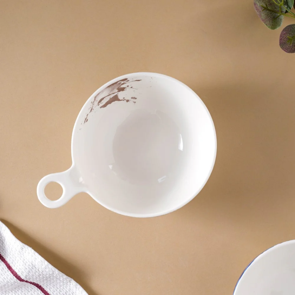 Splash Patterned Ceramic Bowl With Handle Brown - Image 12