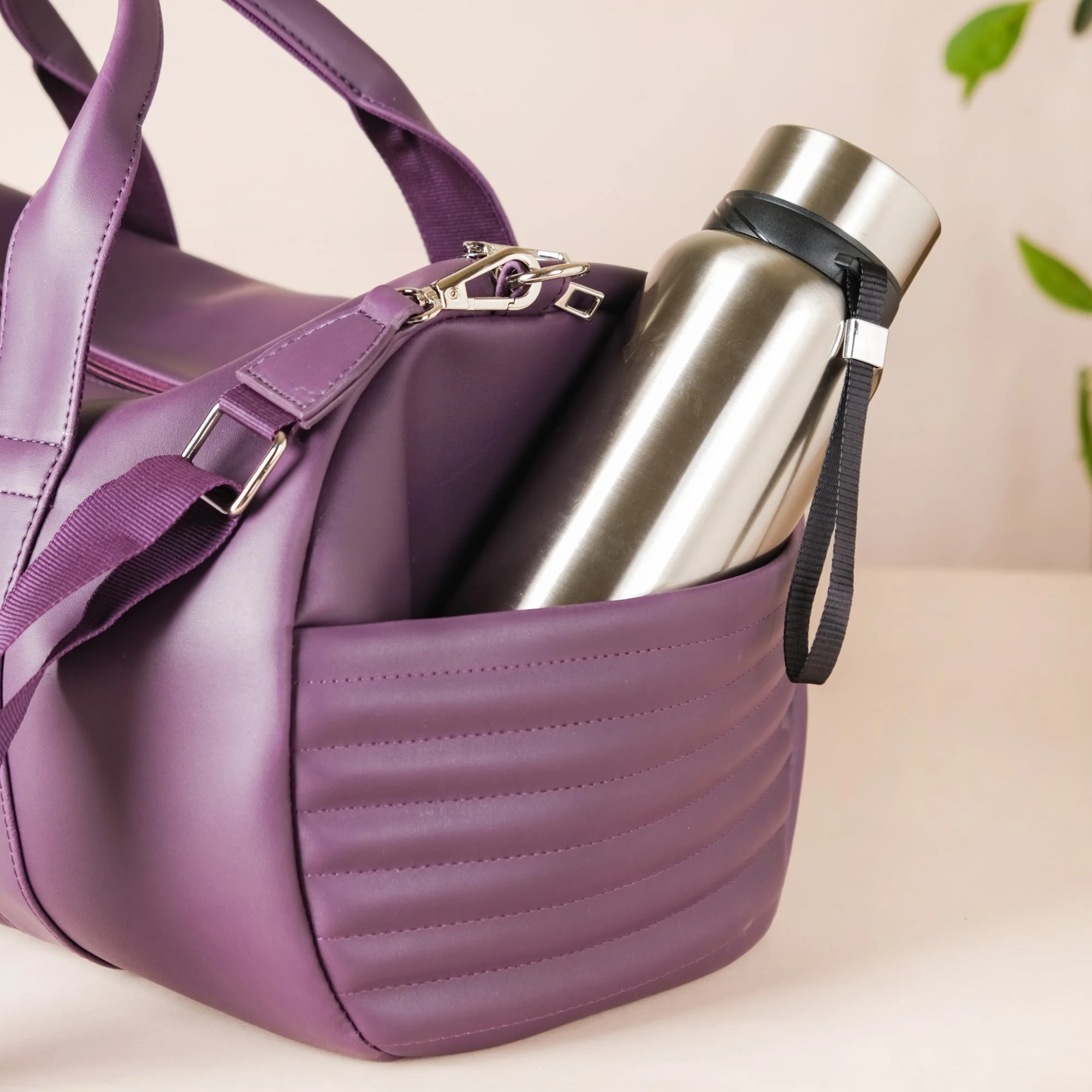 Sporty Duffel Bag Purple Large 17x9 Inch - Image 6