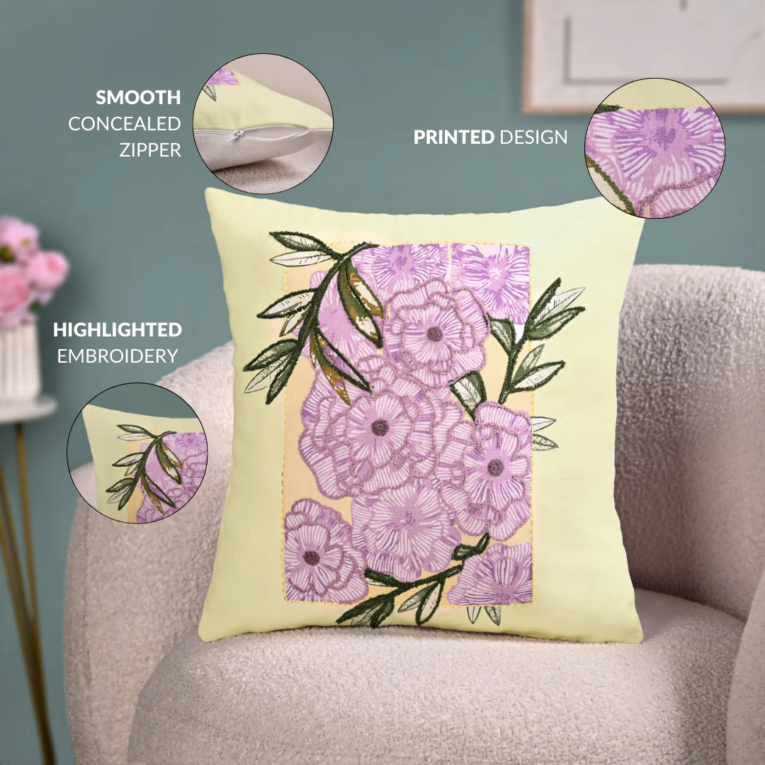 Spring Bloom Highlight Embroidered Cushion Cover 40x40cm - Image 5
