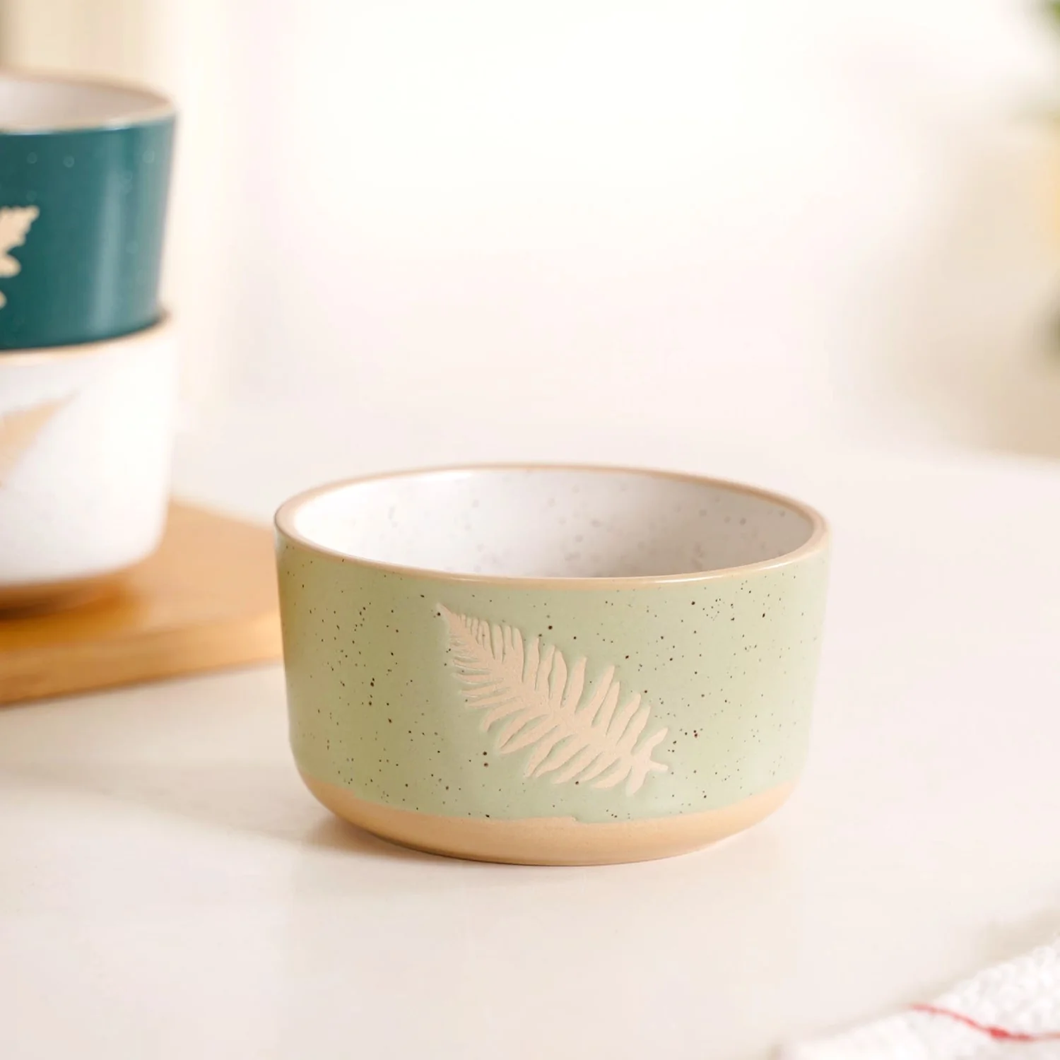 Spring Leaf Ceramic Snack Bowl Set Of 4 180ml - Image 10