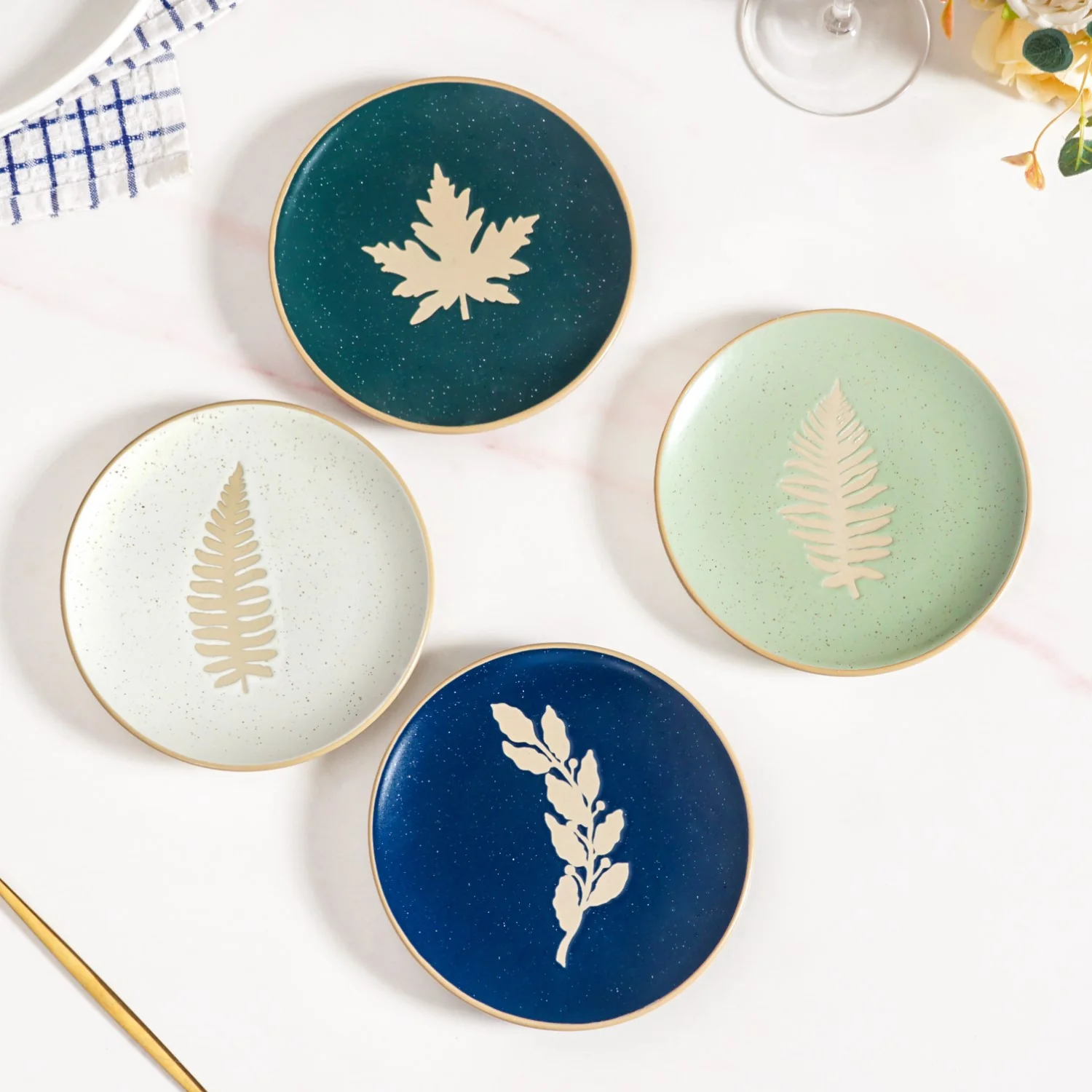 Spring Leaf Small Plates Set Of 4 15cm