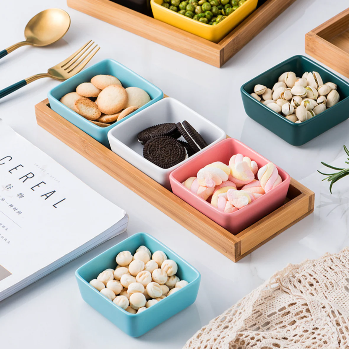 Square Bowls and Wooden Trays - Image 4