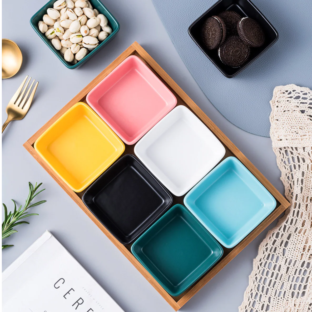 Square Bowls and Wooden Trays - Image 7