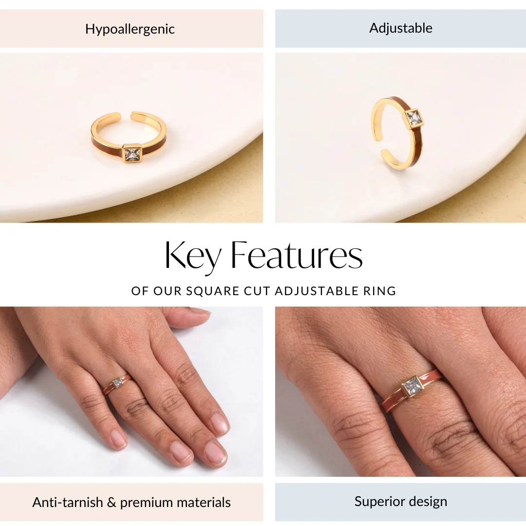 Square Cut Adjustable Ring - Image 4