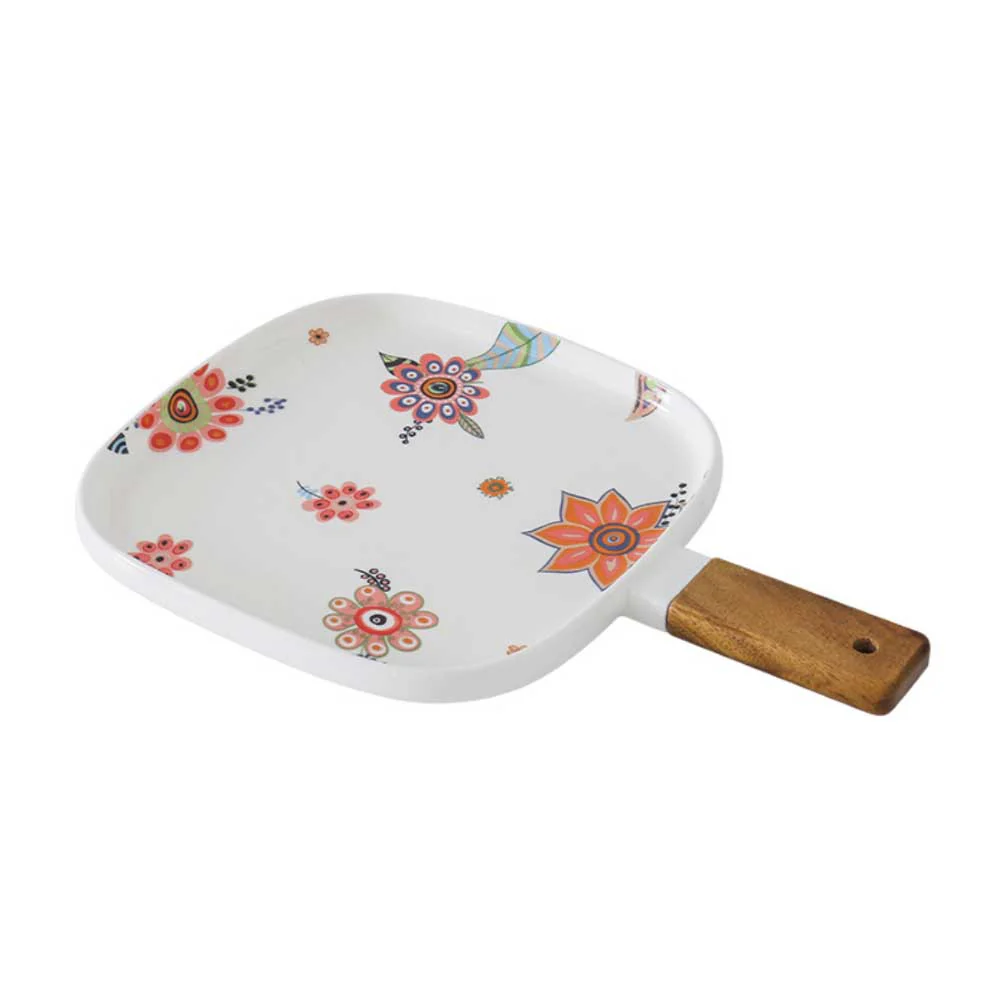 Square Floral Plate with Handle - Image 8