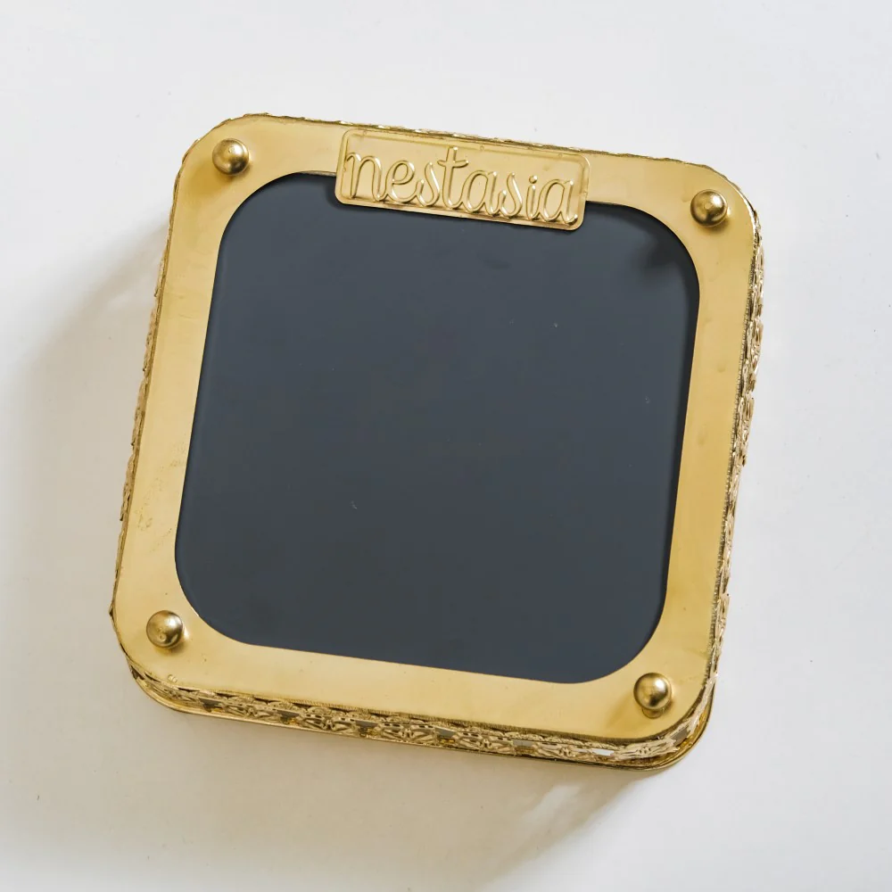Square Gifting Tray With Mirror Gold Small - Image 11