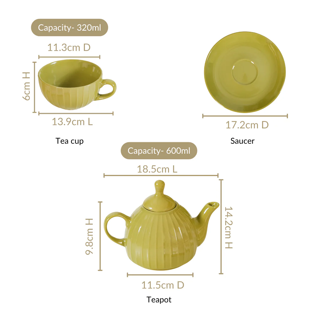 Stackable Ambrosia Teapot And Cup With Saucer Olive Green - Image 5