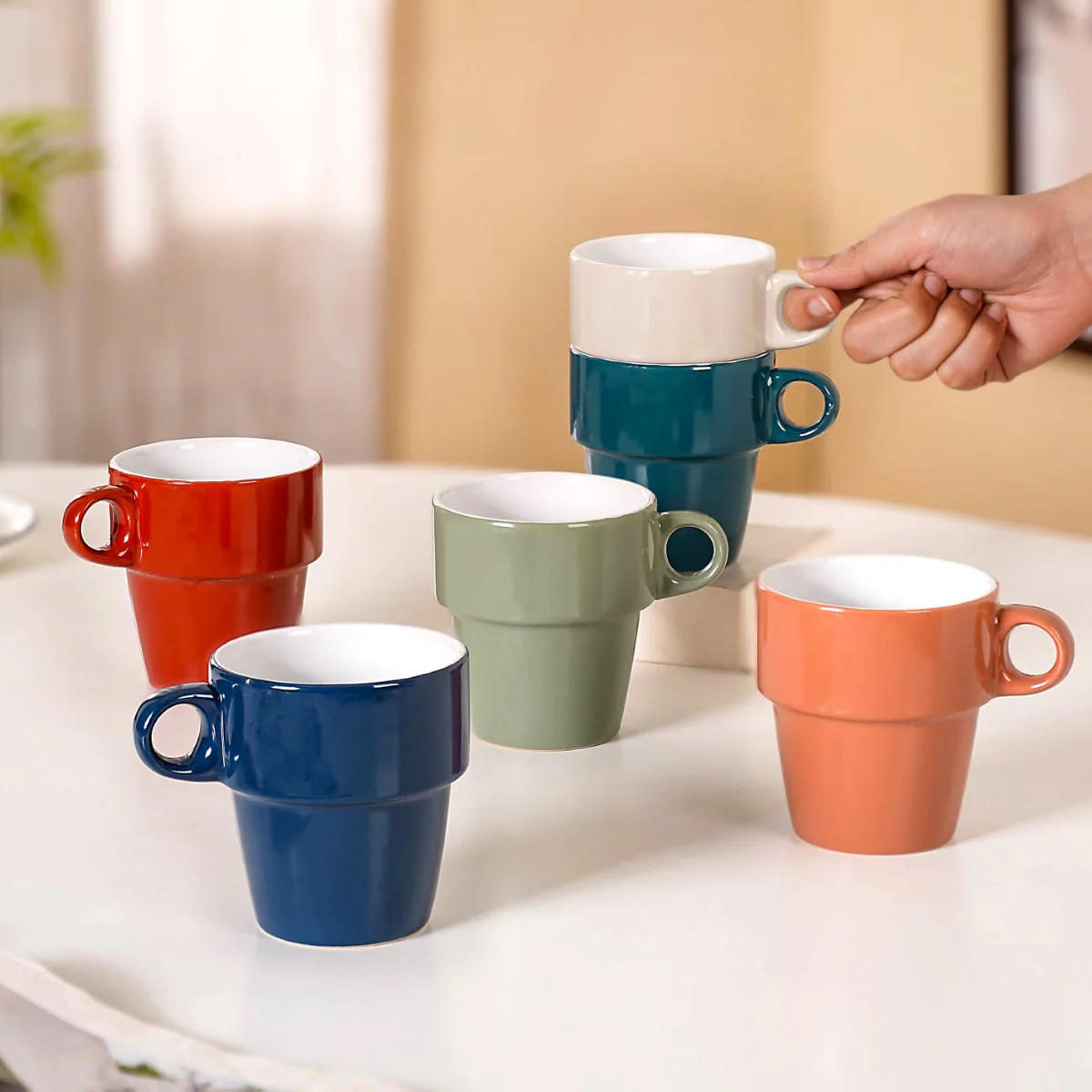 Stackable Cups Set of 6 Multicolour With Box 250ml - Image 2