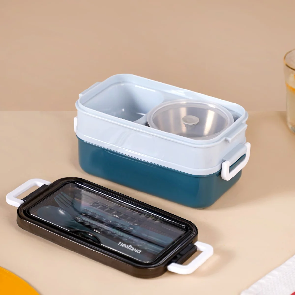 Stackable Insulated Lunch Box With Cutlery Blue 1050ml - Image 16
