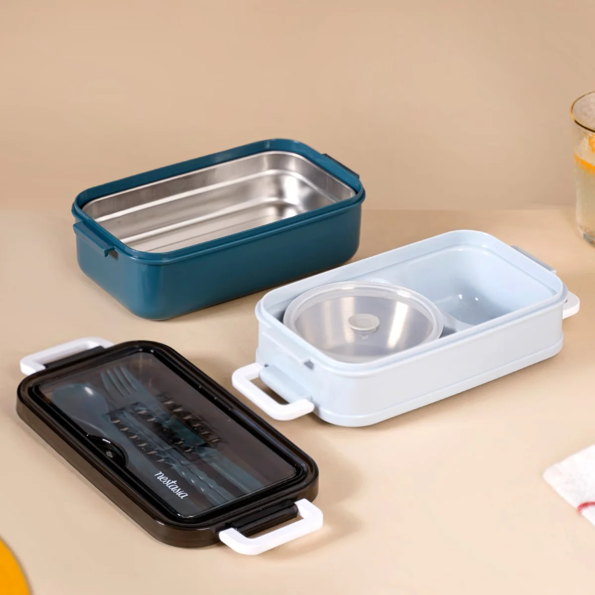 Stackable Insulated Lunch Box With Cutlery Blue 1050ml - Image 17