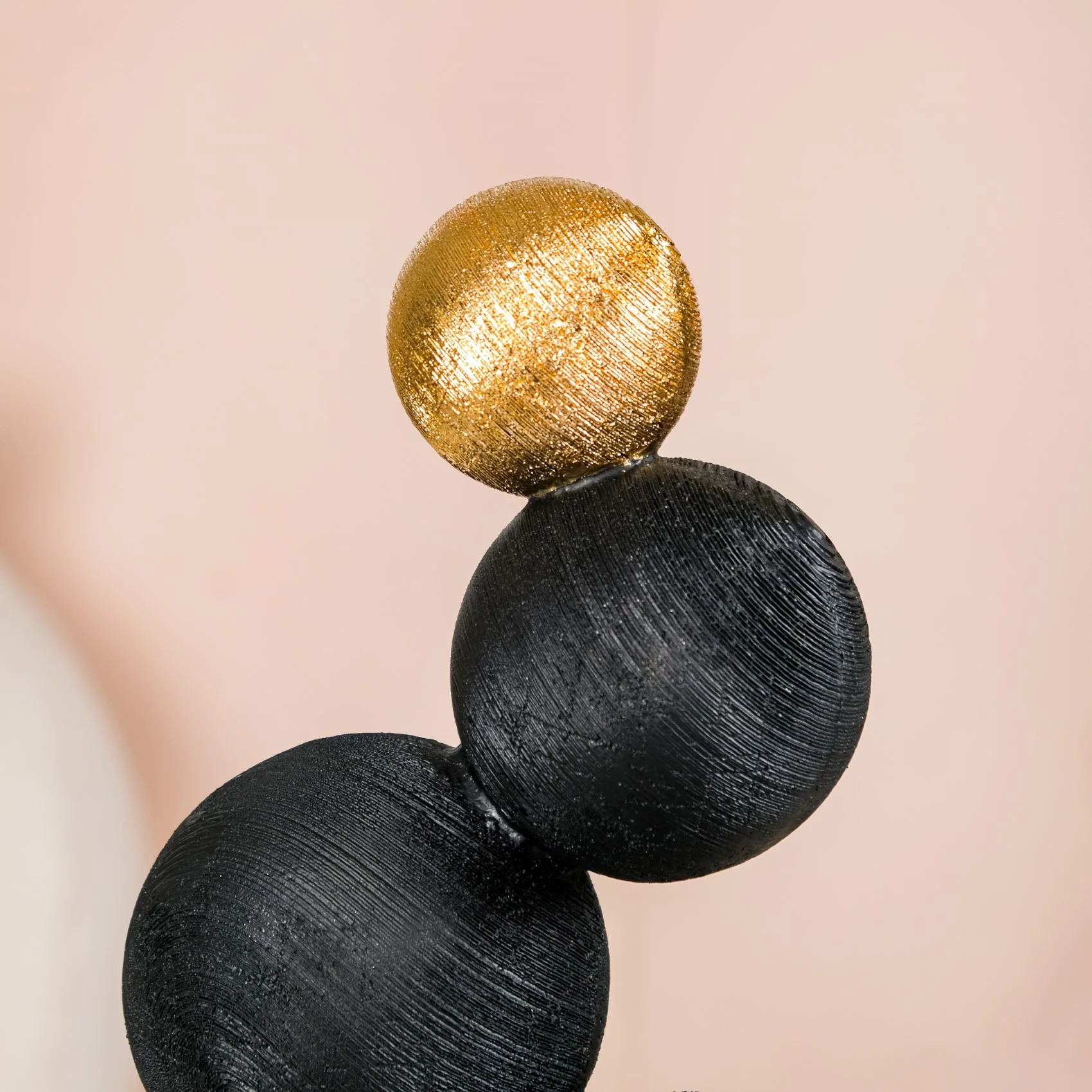 Stacked Modern Sphere Sculpture Black And Gold - Image 9