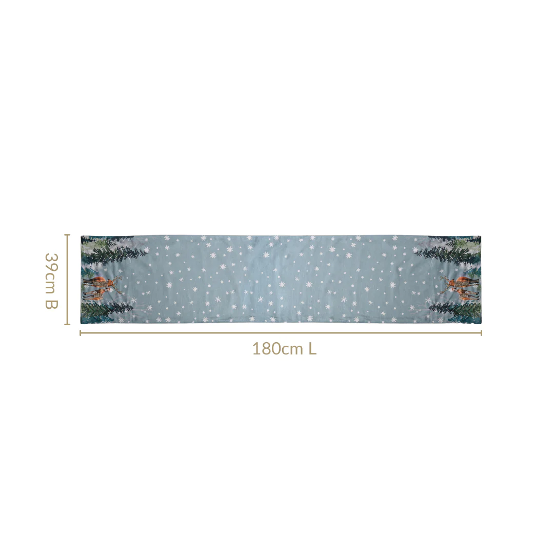 Stag And Doe In Snow Print Embellished Dining Table Runner - Image 4