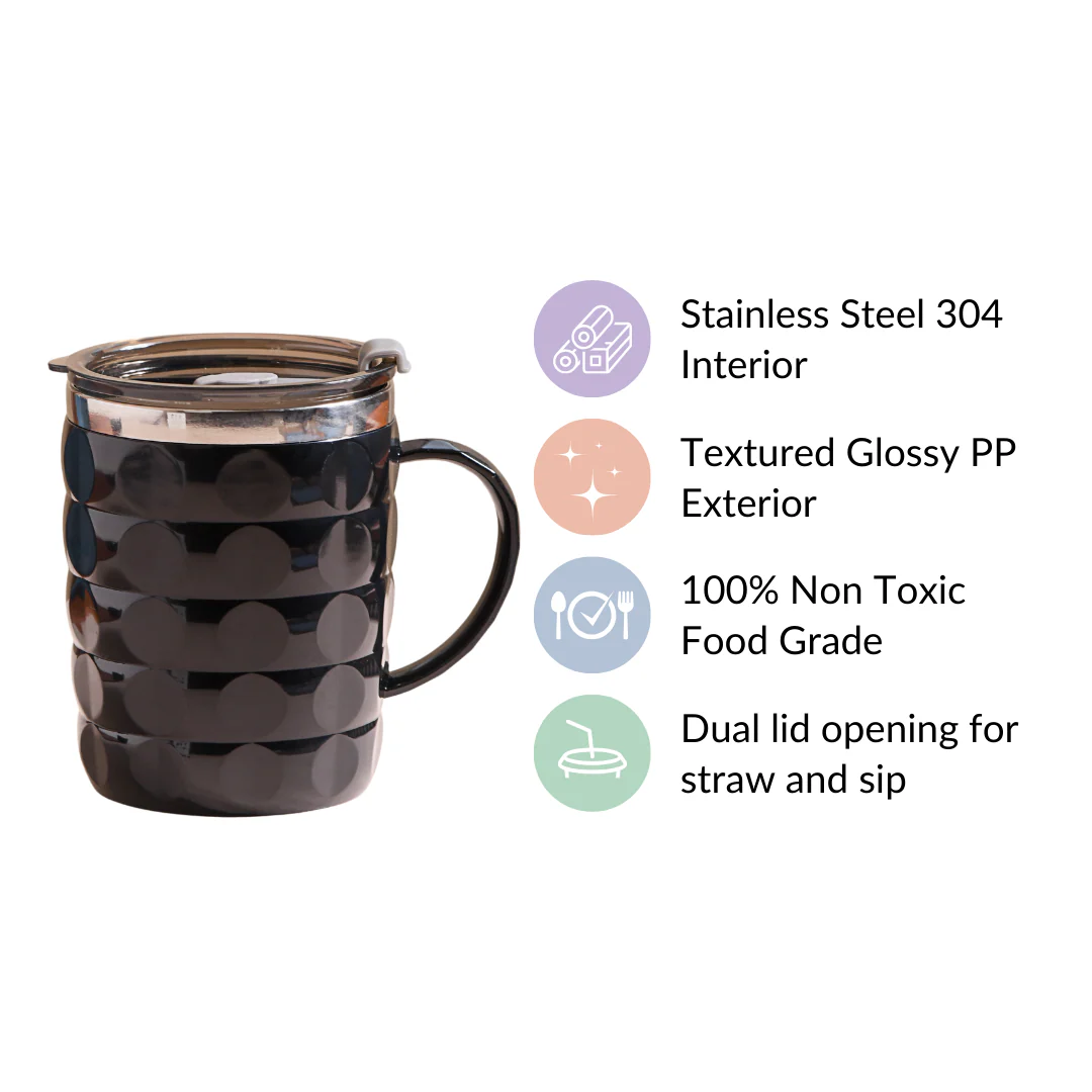 Stainless Steel Travel Mug For Car Black 400ml - Image 5