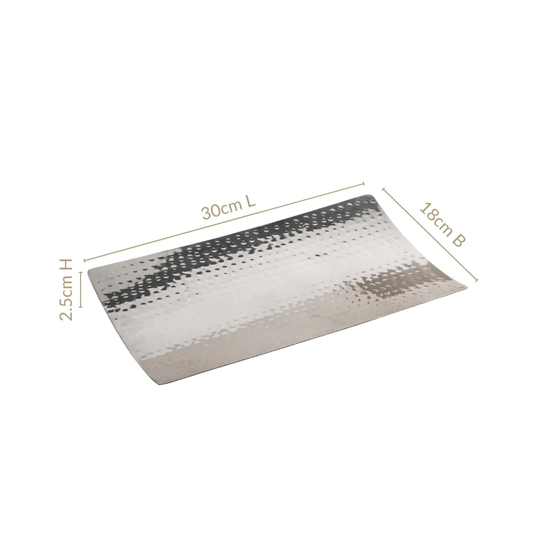 Stainless Steel Curved Rectangular Serving Platter 30x18cm - Image 3
