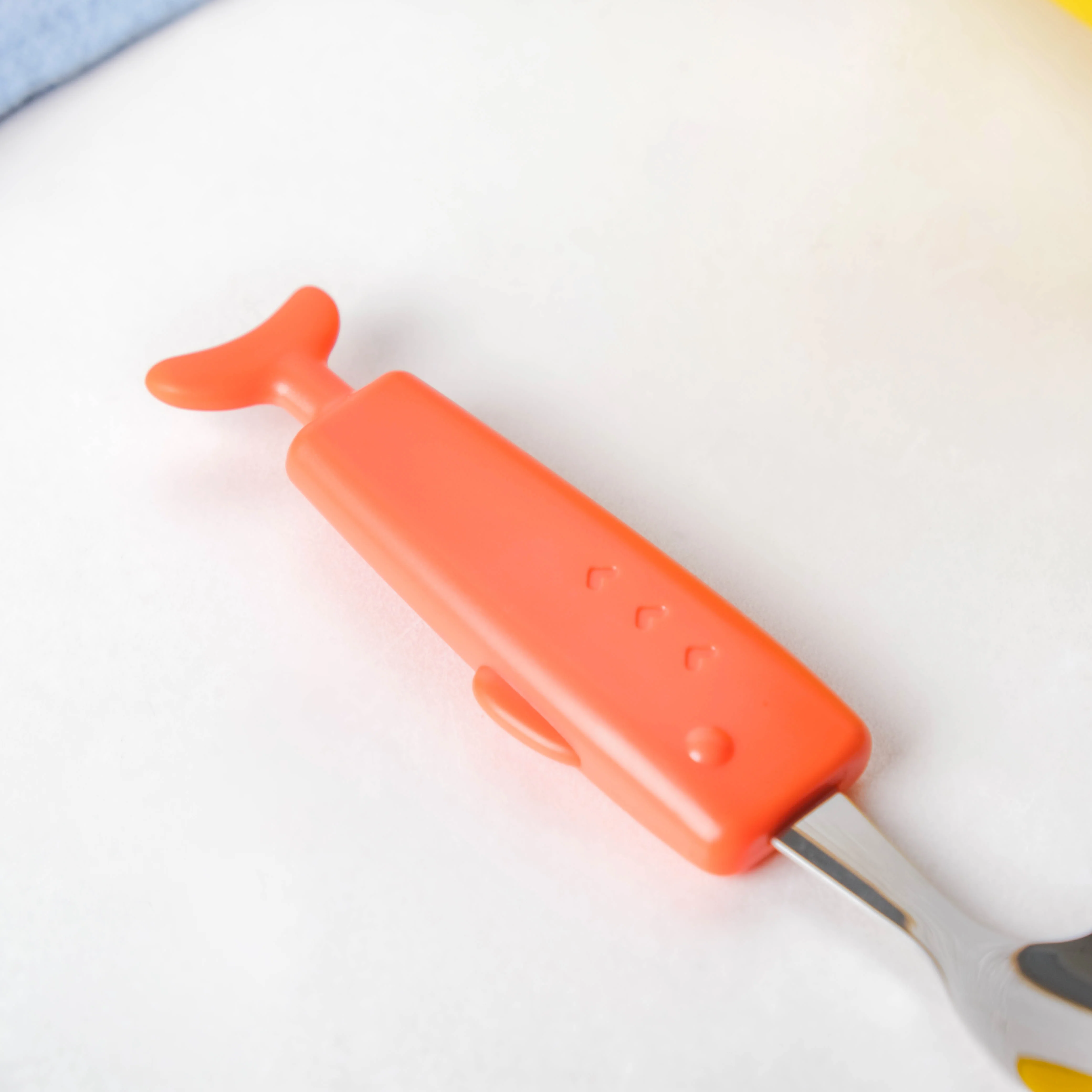 Stainless Steel Kids Feeding Spoon Orange - Image 5