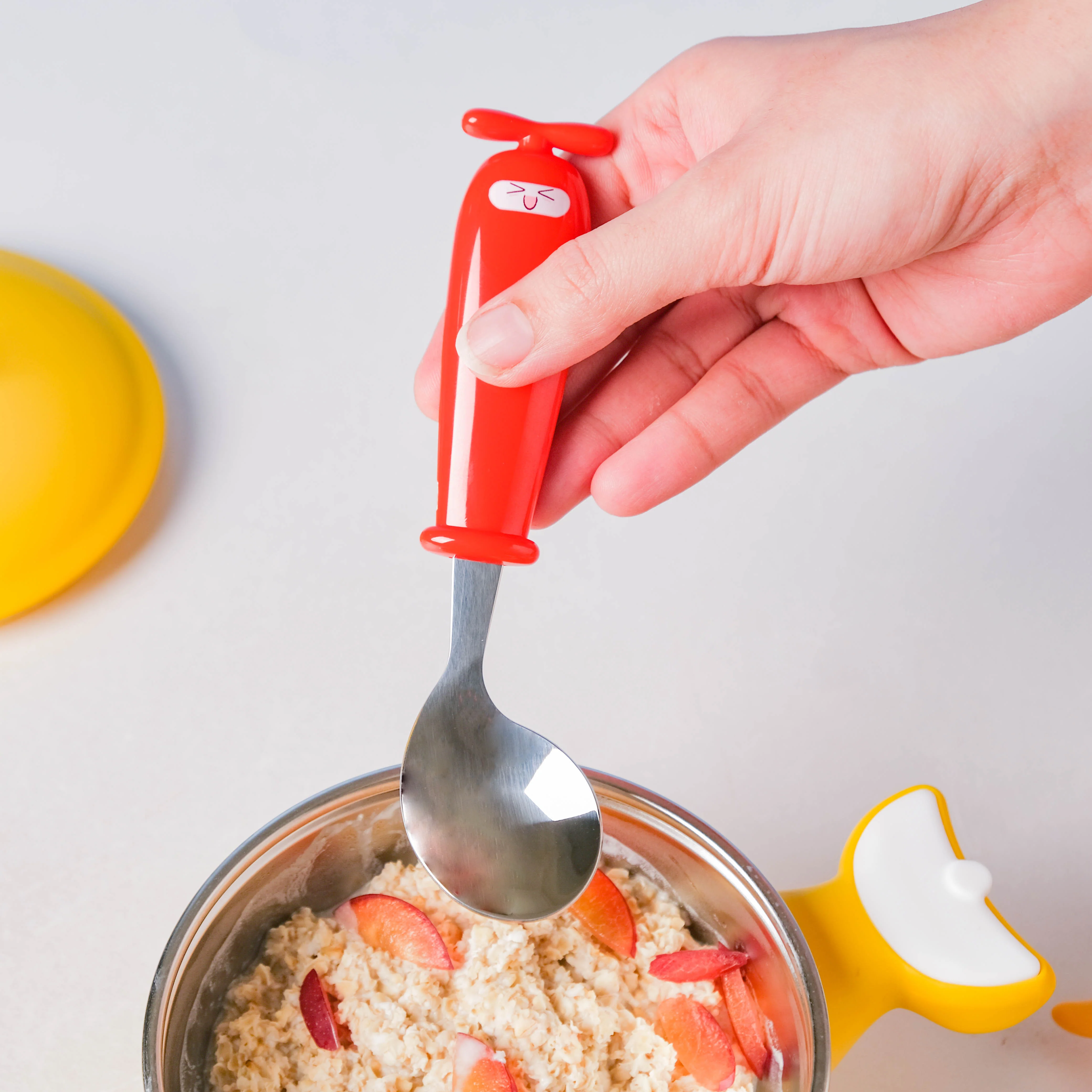 Stainless Steel Kids Feeding Spoon Red - Image 2