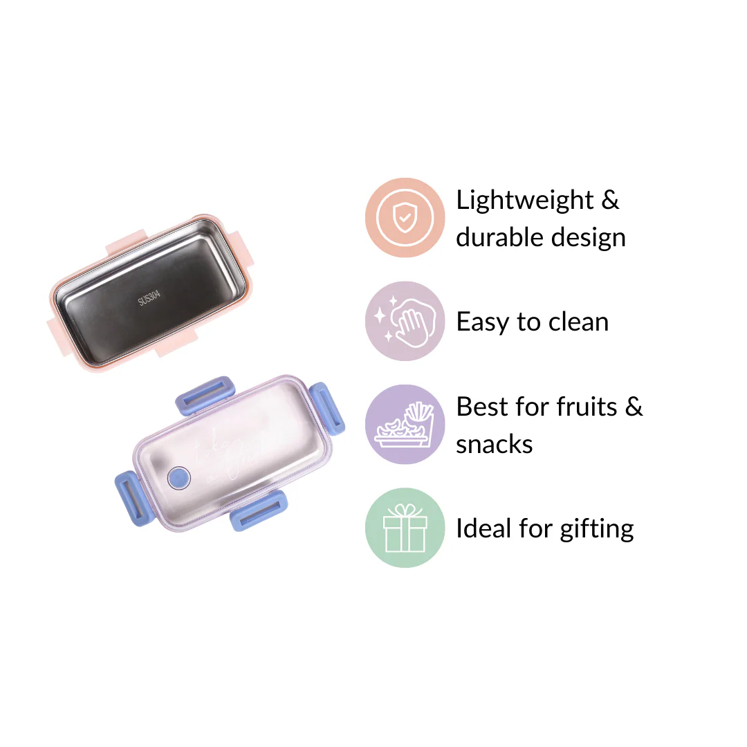 Stainless Steel Lunch Box For Office Small Pink 530ml - Image 10
