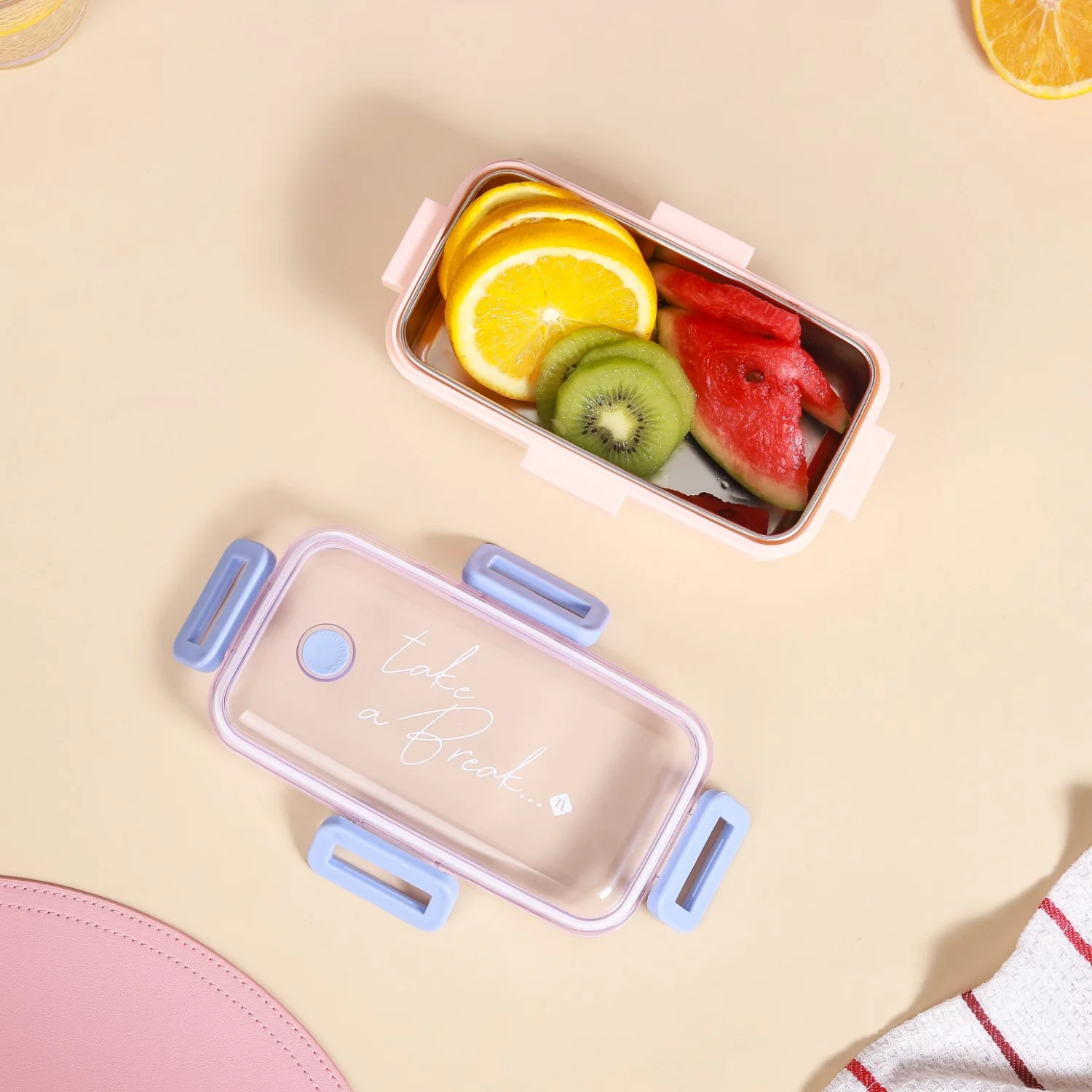 Stainless Steel Lunch Box For Office Small Pink 530ml - Image 15