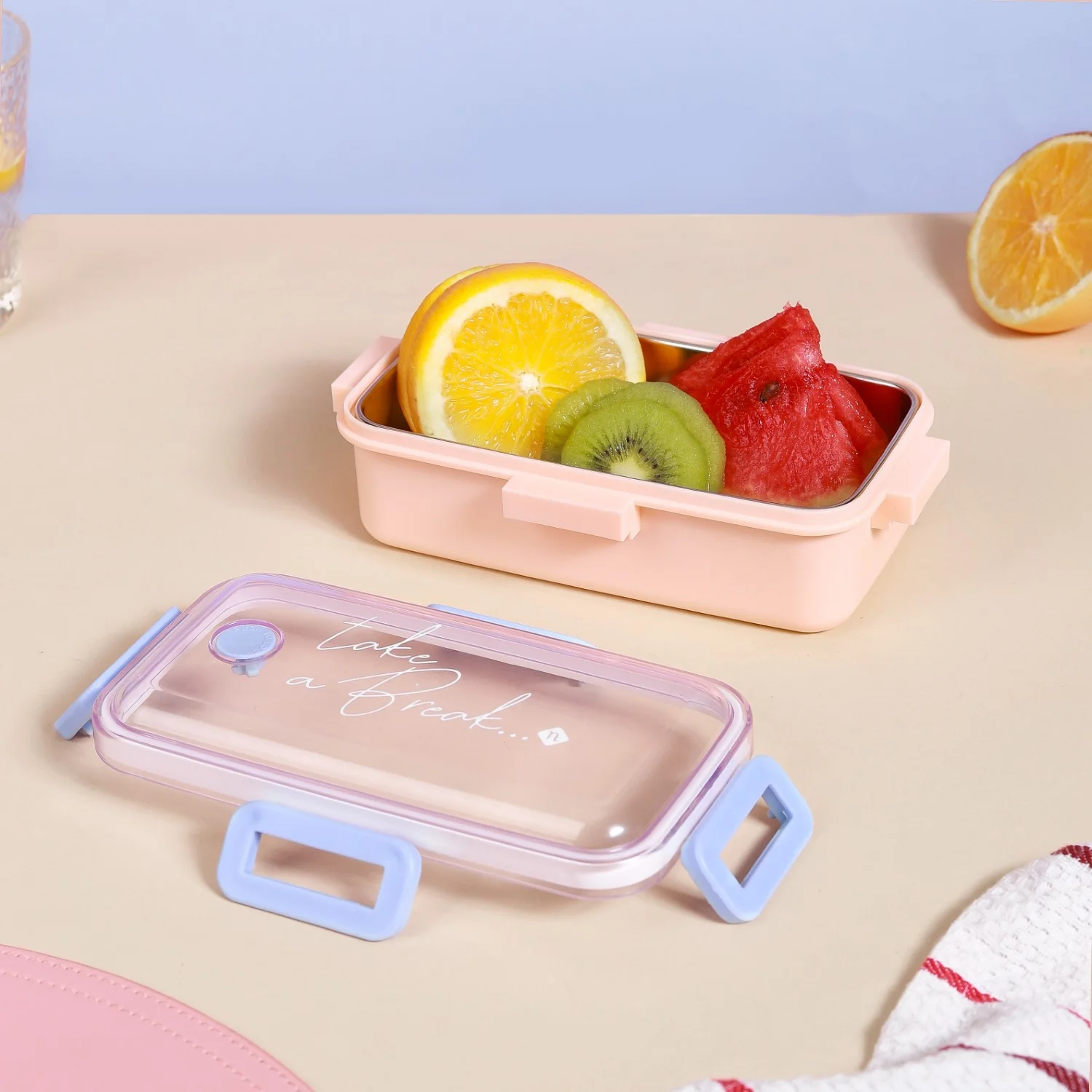 Stainless Steel Lunch Box For Office Small Pink 530ml - Image 5