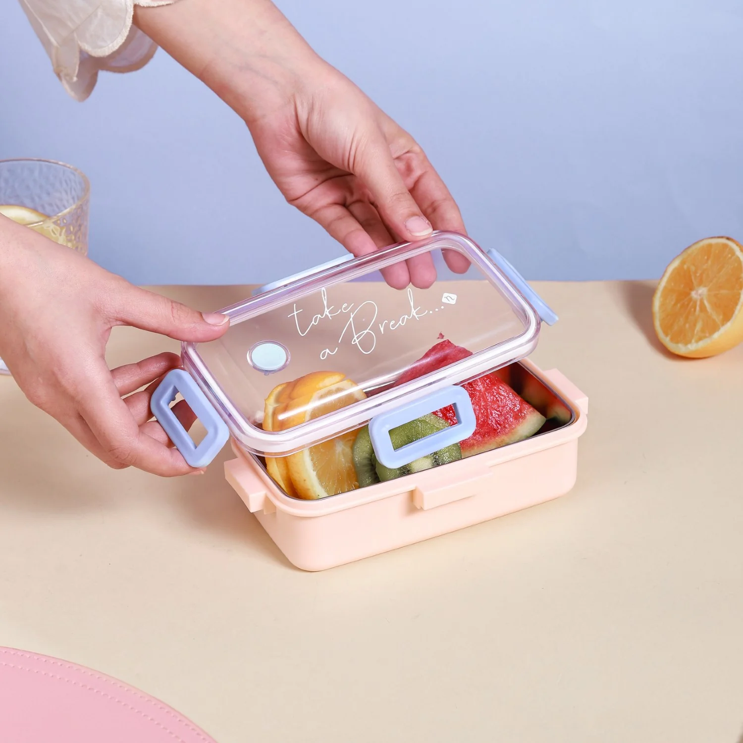 Stainless Steel Lunch Box For Office Small Pink 530ml - Image 6