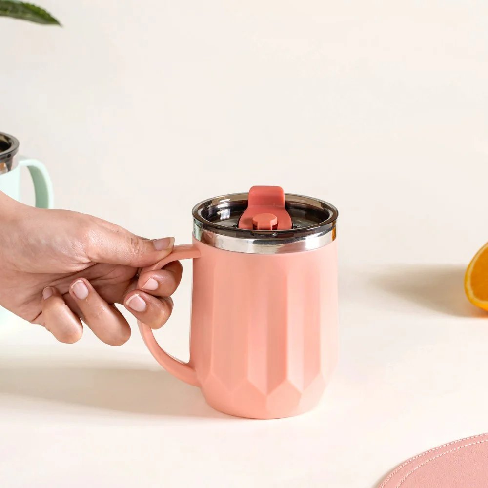 Stainless Steel Mug With Lid Set Of 2 Pink 400ml - Image 11