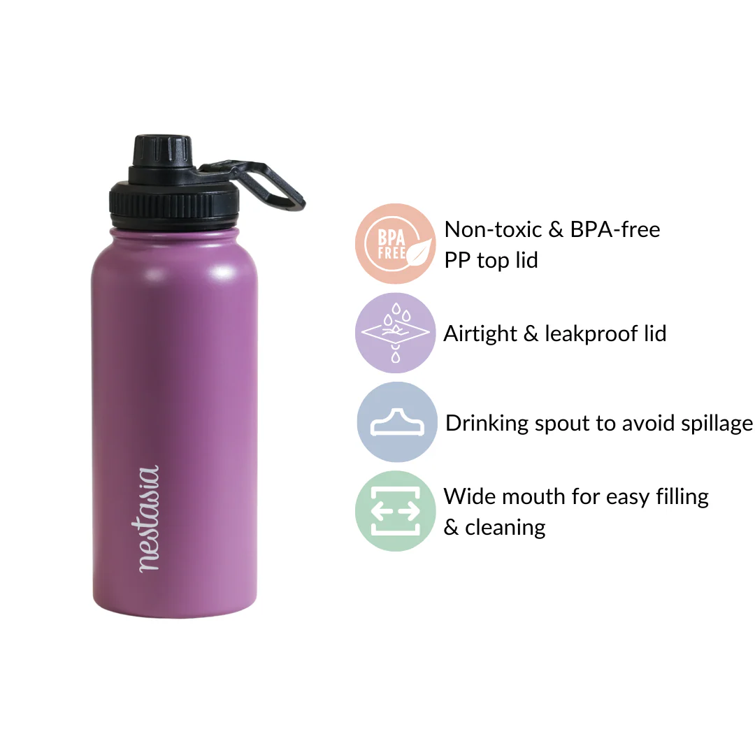 Stainless Steel Sipper Bottle Purple 1L - Image 6