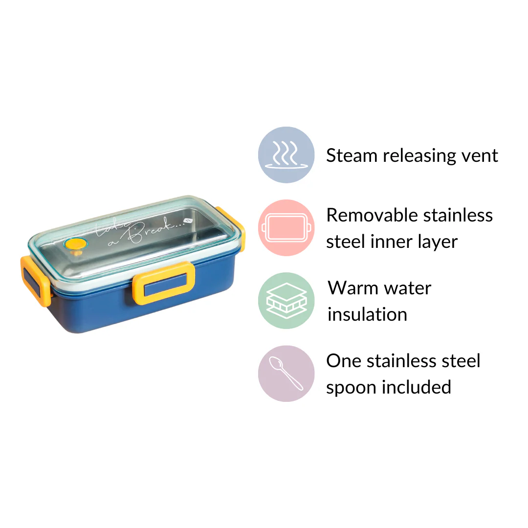 Stainless Steel Tiffin Box Small Blue 530ml - Image 10