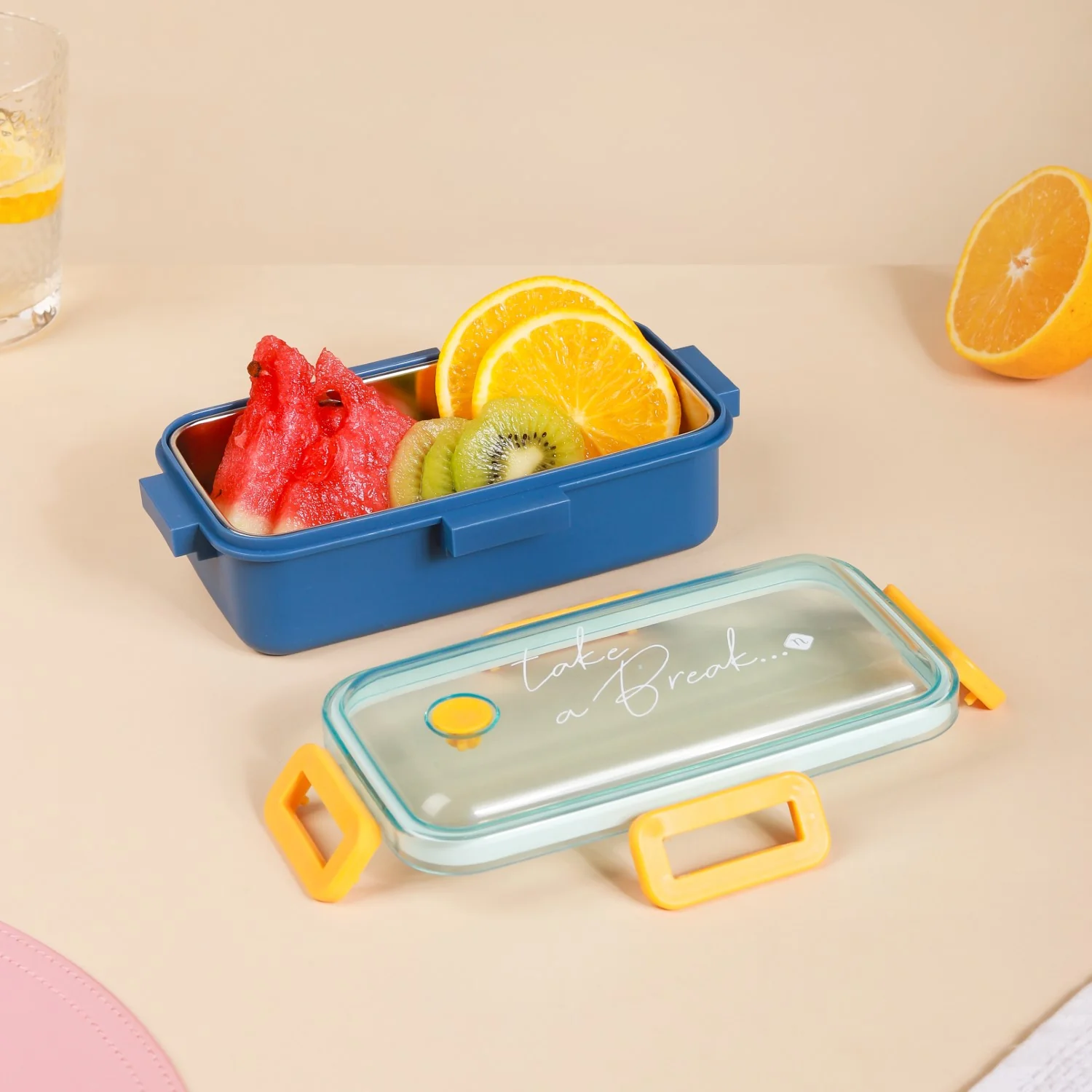 Stainless Steel Tiffin Box Small Blue 530ml - Image 19