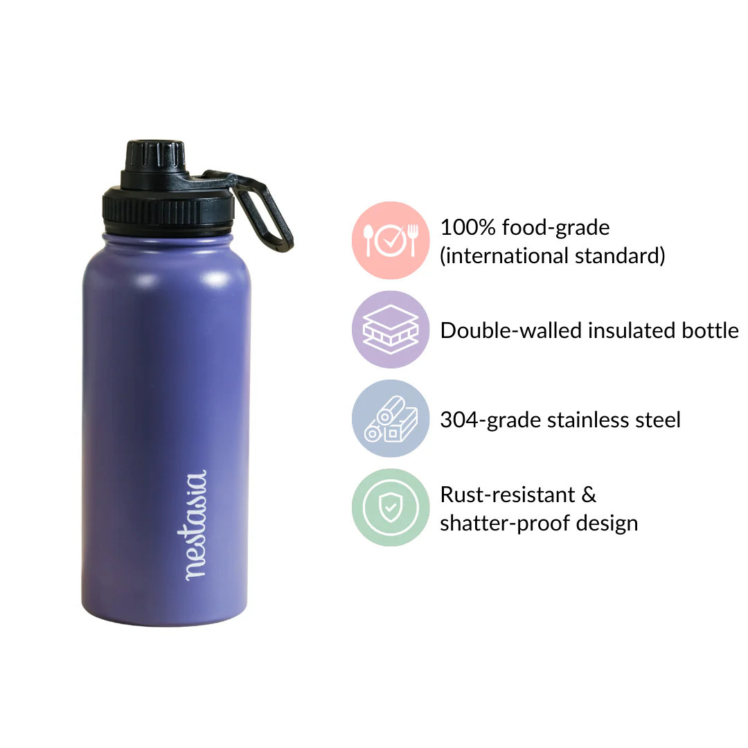 Stainless Steel Travel Bottle Blue 1L - Image 6