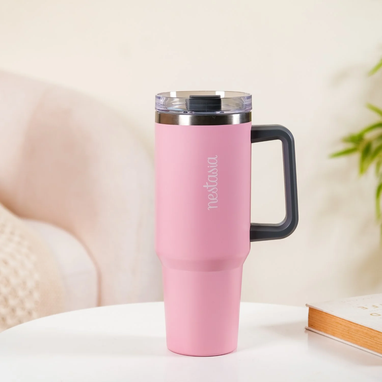 Stainless Steel Vacuum Insulated Tumbler With Lid Pink 1200ml - Image 3