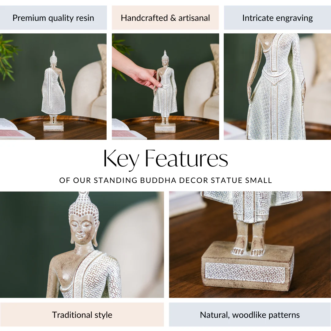 Standing Buddha Decor Statue Small 12 Inch - Image 5
