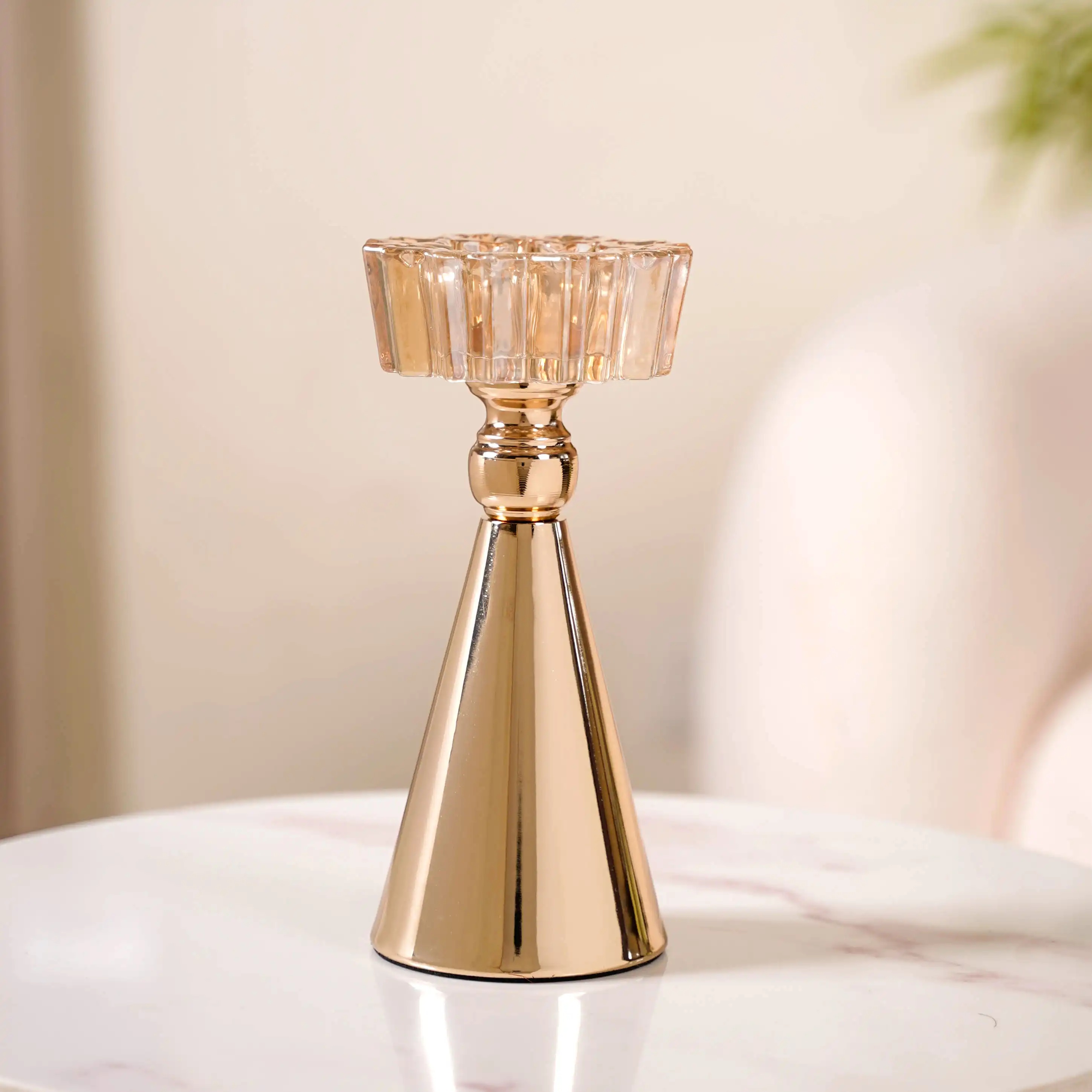 Star Crystal Gold Candle Holder Set Of 2 - Image 8