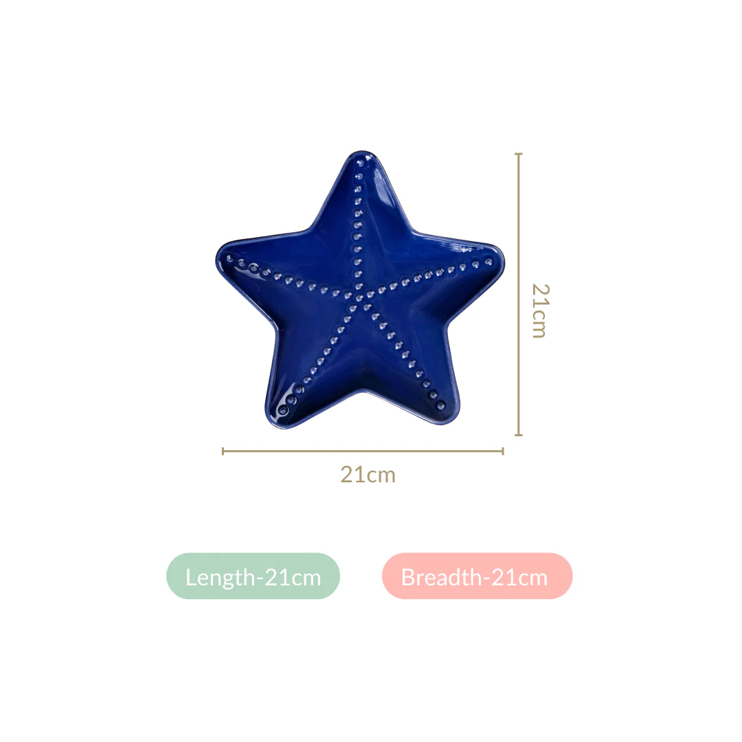 Star Fish Ceramic Snack Plate Set Of 3 - Image 4