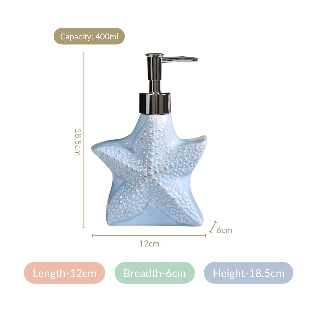 Starfish Ceramic Soap Dispenser Blue - Image 5