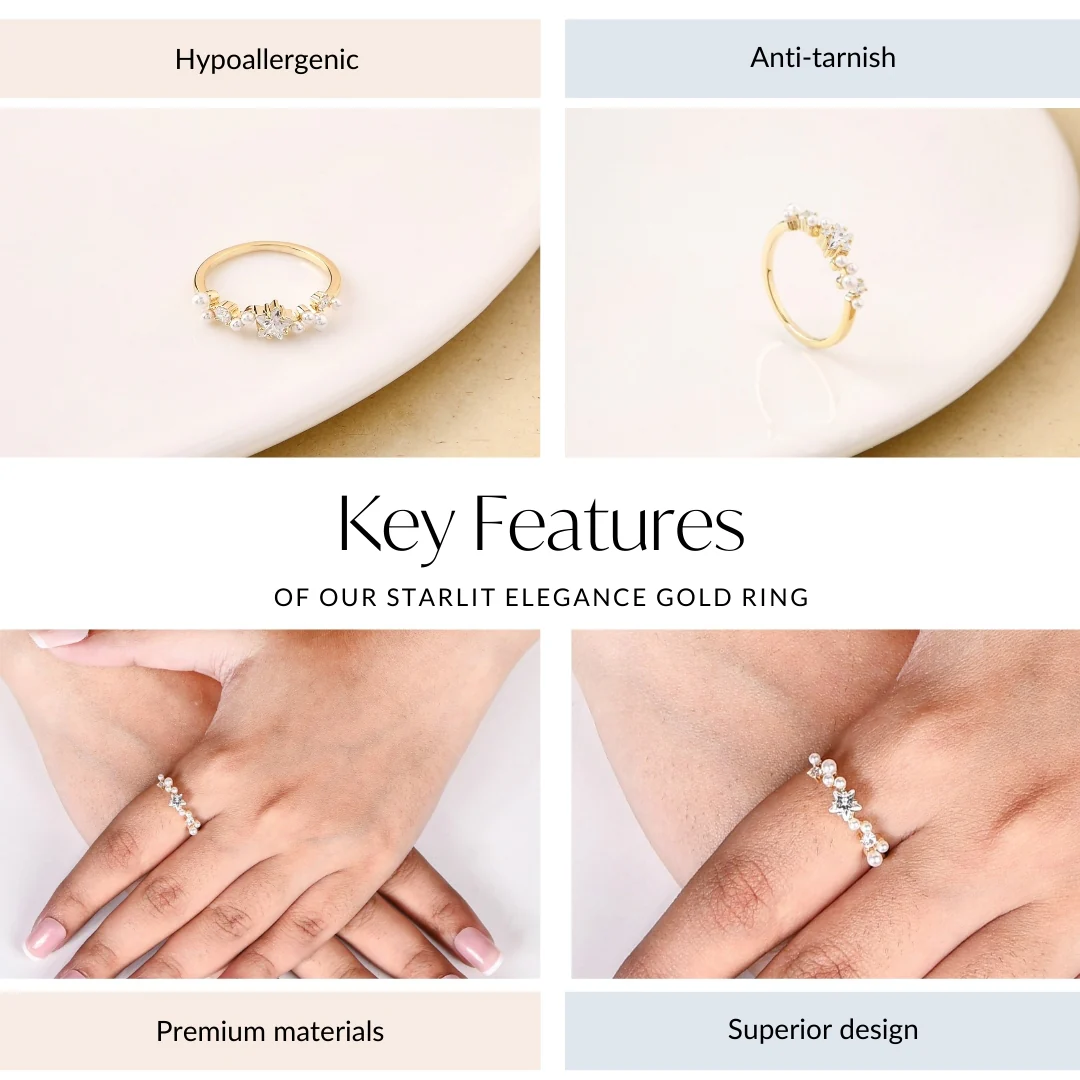 Starlit Elegance Gold Ring - Image 4