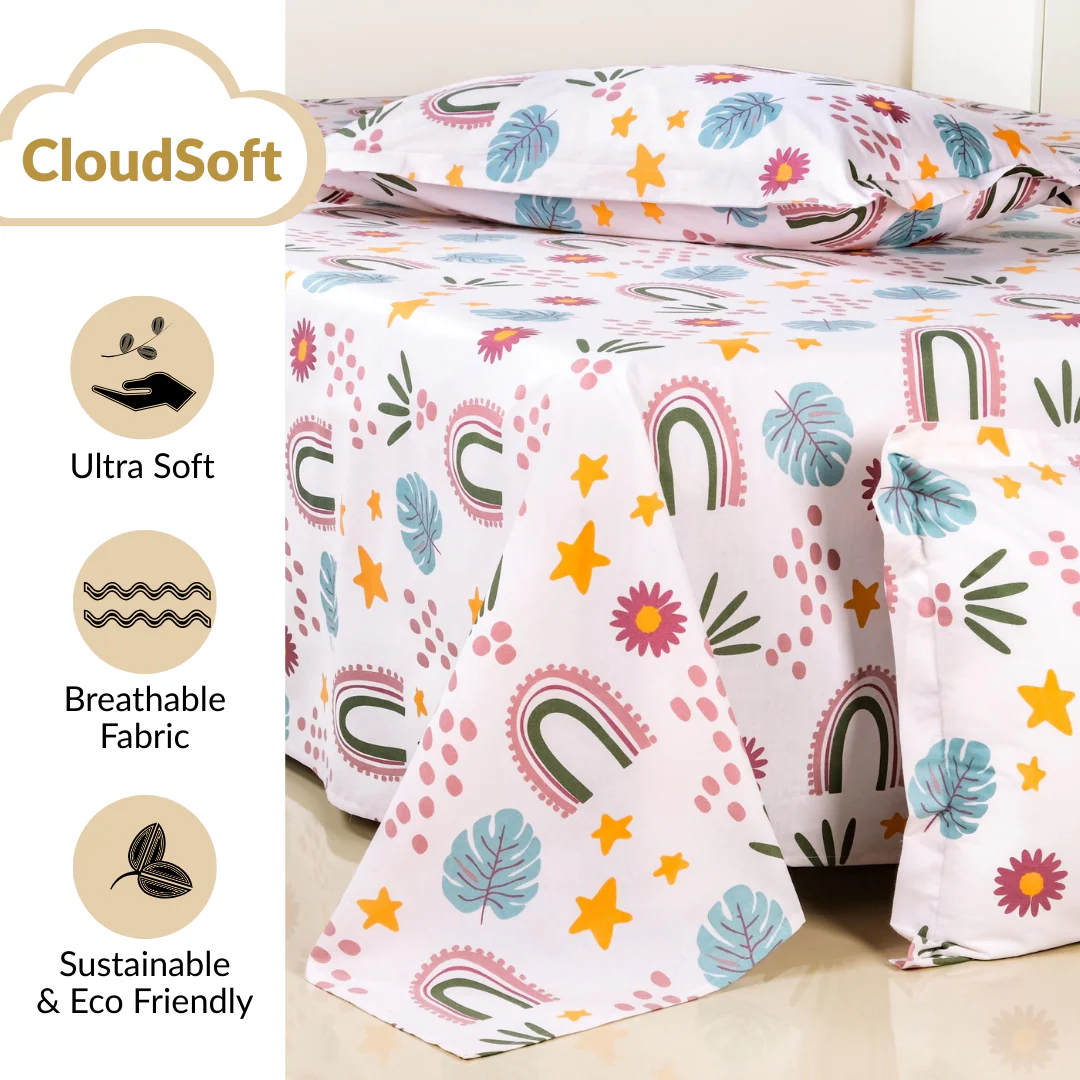 Starry Meadow Pastel Cotton King Size Bedding Set 275x275cm - Image 5