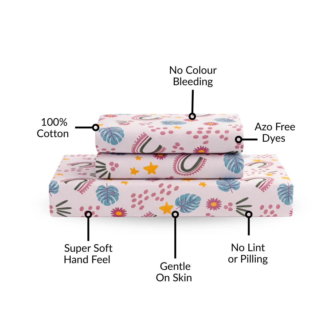 Starry Meadow Pastel Queen Size Cotton Bedding Set 254x229cm - Image 3
