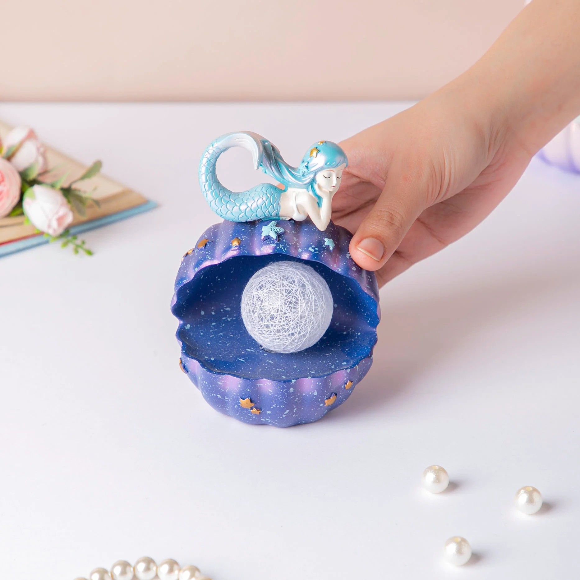 Starry Shell Mermaid Decor With Dark Blue - Image 2