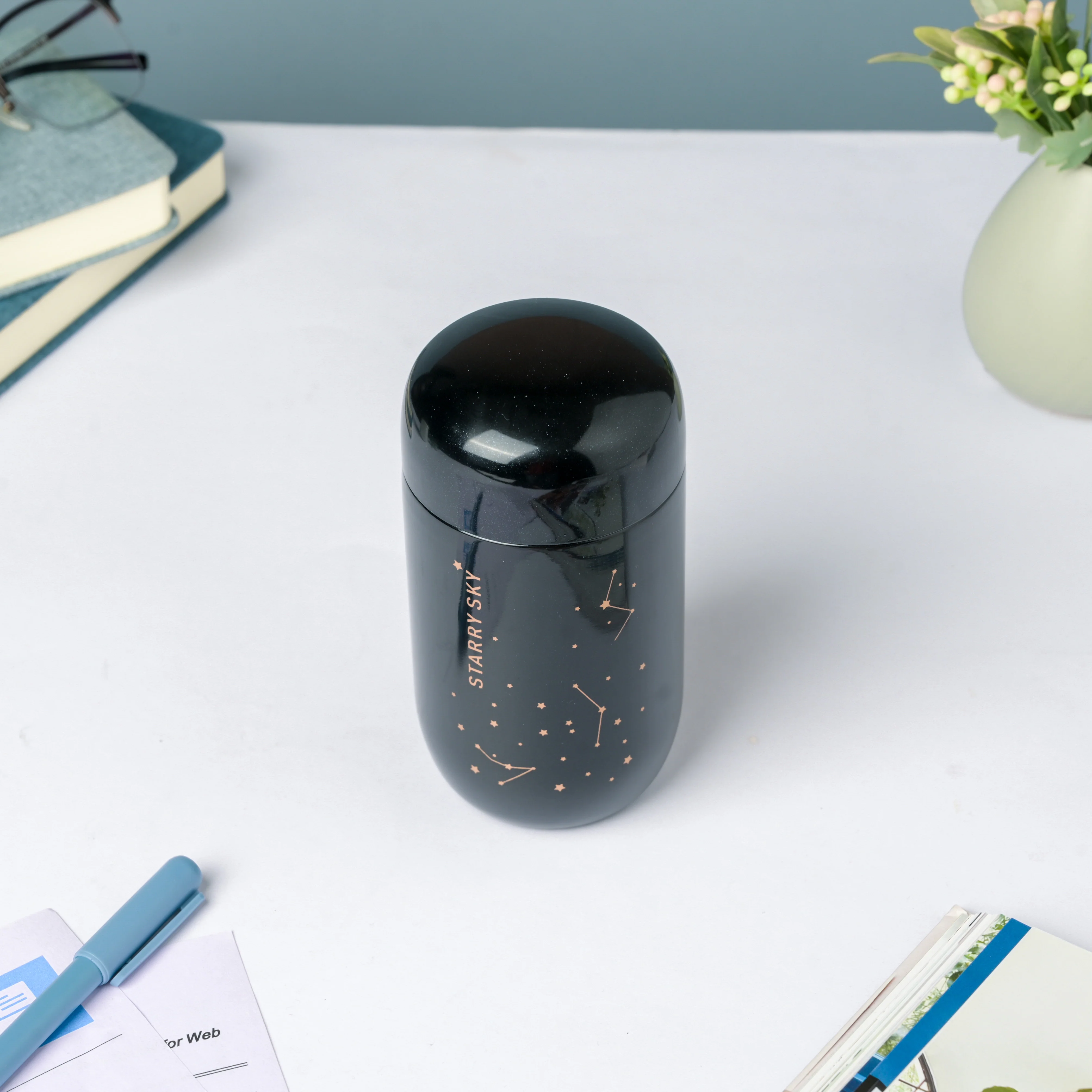 Starry Sky Mini Stainless Steel Flask Black 200ml - Image 4