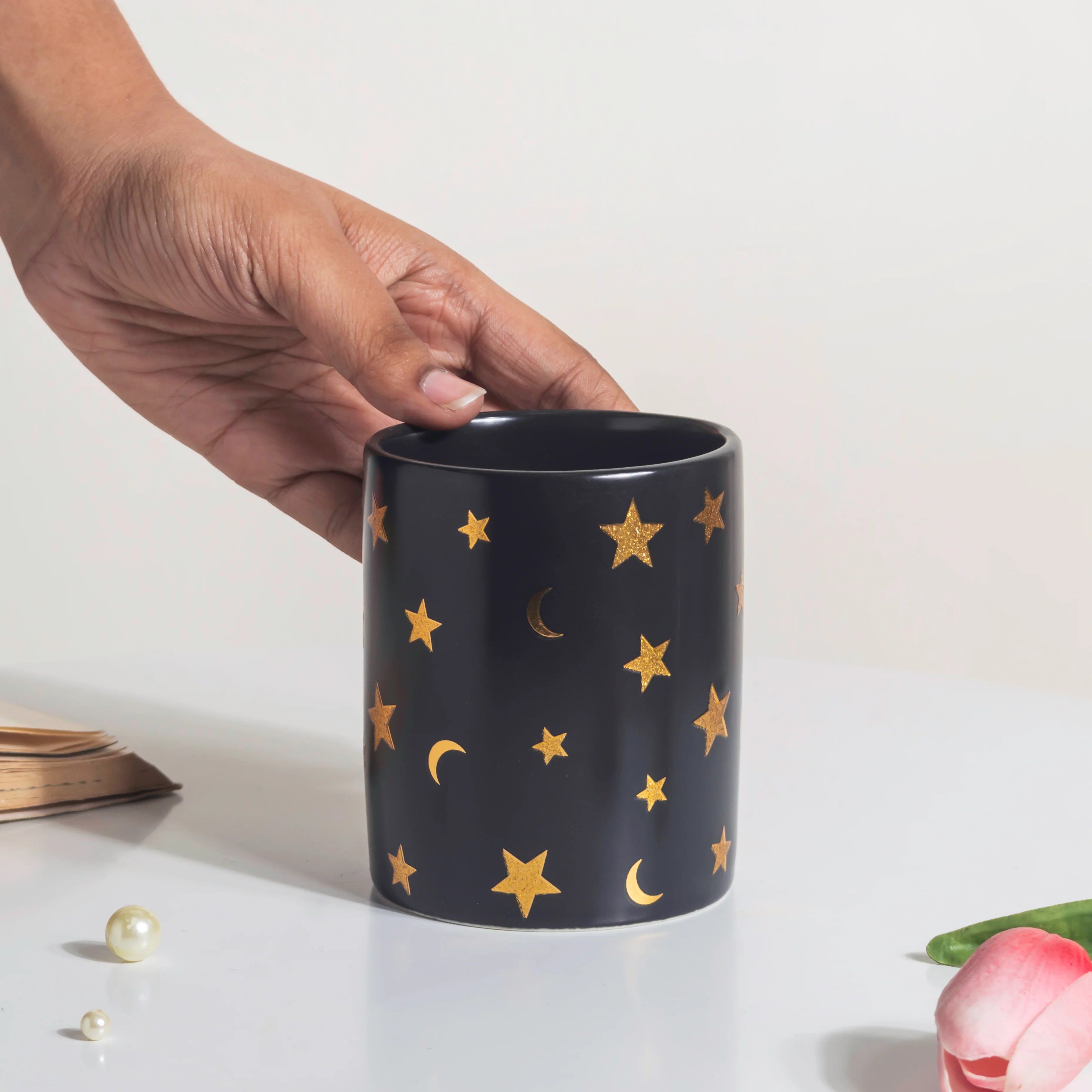 Stars and Moons Black Ceramic Organiser - Image 3
