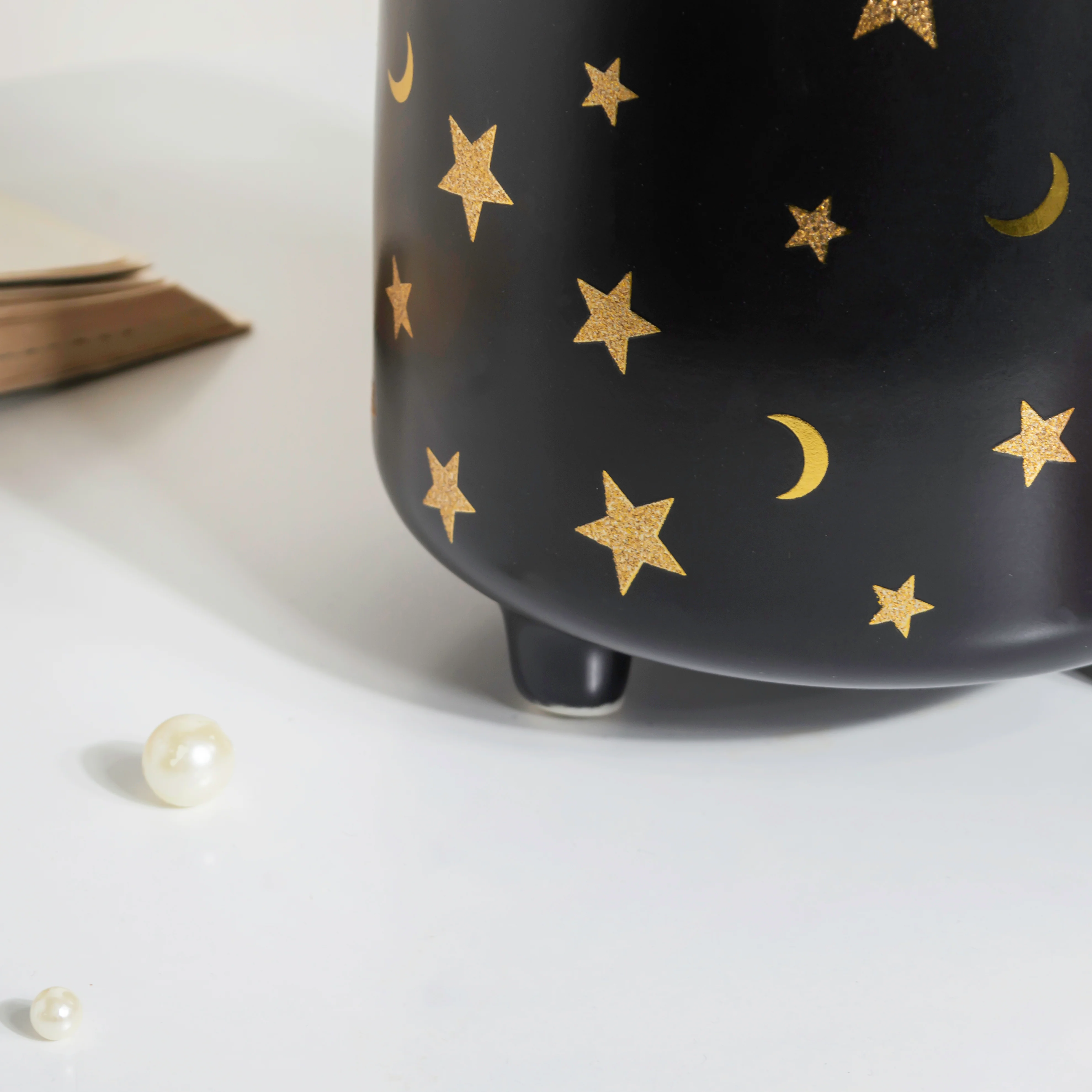Stars and Moons Black Ceramic Planter Large - Image 8